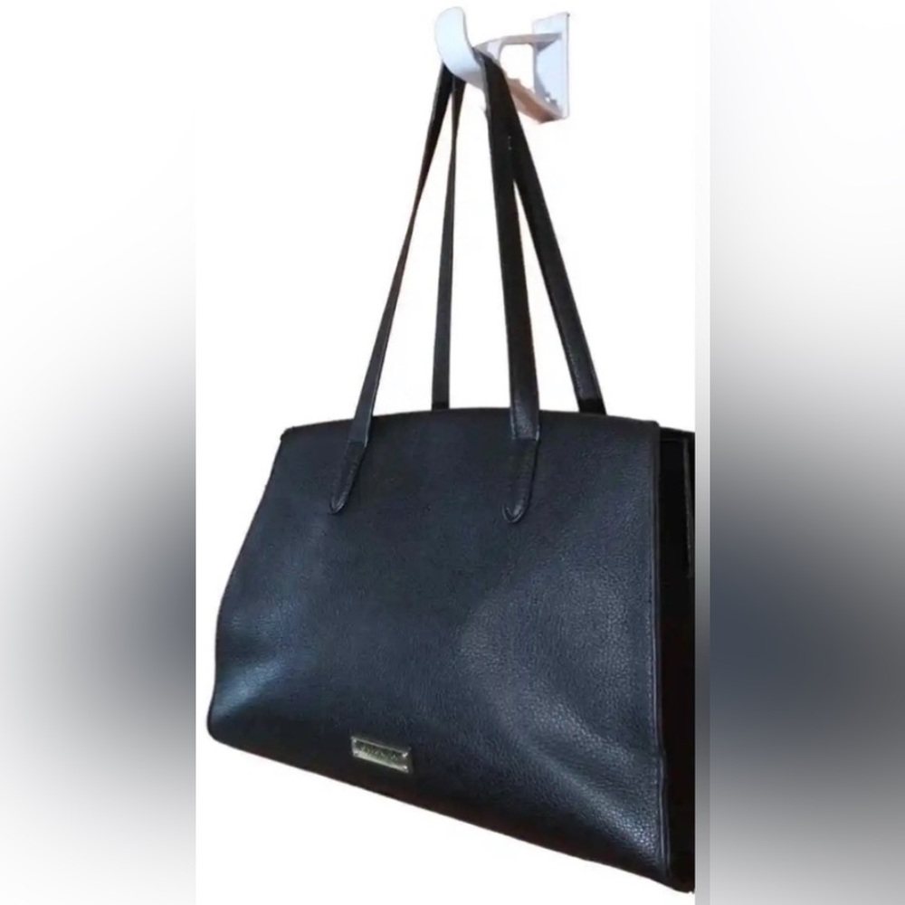 London Fog Black tote made with Vegan Leather, 2 handle carrying tote, classic